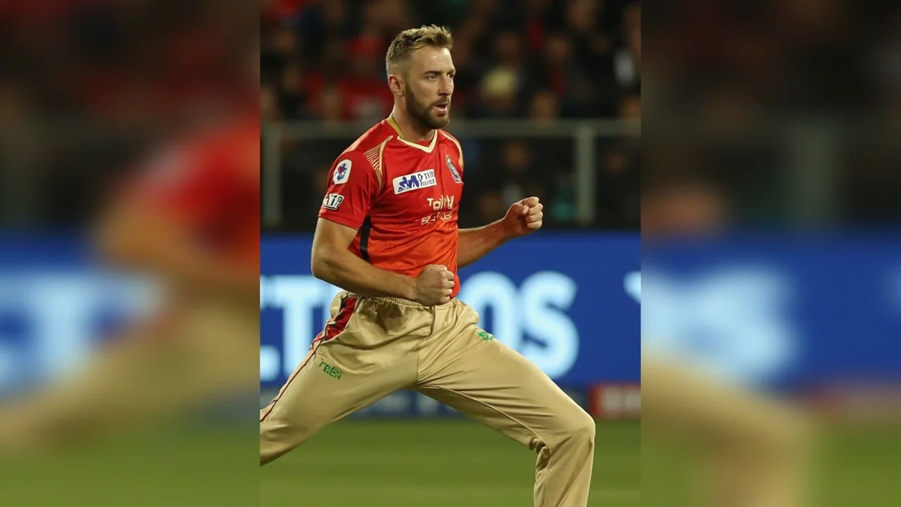 Sideline action frame of a cricketer in batting stance under stadium lights, captured at telephoto range
